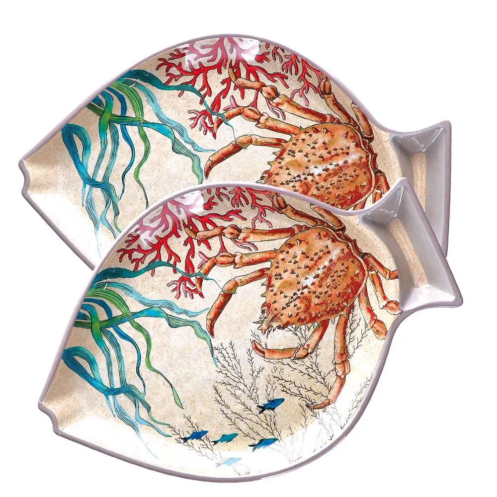 Rose&Tulipani Набор из 2 сервировочных тарелок с рыбками Sea Life 33x23 см из меламина EAN 8021918040478