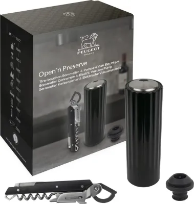 Peugeot Набор для вина Open'n Preserve вакуумный насос + штопор черный EAN 4006950210922