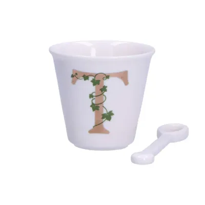La Porcellana Bianca Чашка Zestaw Unico filiżanka z łyżeczką do espresso 75ml literka T P00450015T