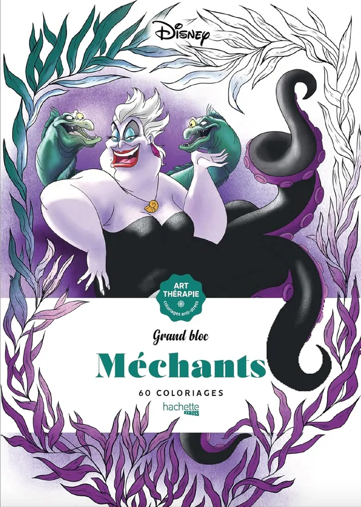 Hachette раскраска по номерам -Большой блок Disney Méchants: 60 антистрессовых раскрасок в твердом переплете