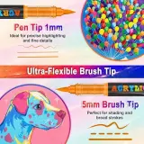 NICETY 360 Couleurs Feutres Acryliques avec Pointe 1–5 мм – Маркер для акриловой краски для Pierre, Bois, Verre, Céramique & Tissu – Marqueur Acrylique pour Surfaces Multiples, непроницаемый и нетоксичный — фото 3