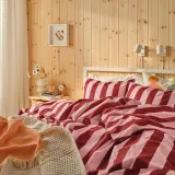 IKEA SLÅNHÖSTMAL (ИКЕА СЛОНХОСТМАЛ) — Пододеяльник и 2 наволочки, темно-красный в полоску.200x200/50x60 см — фото 4