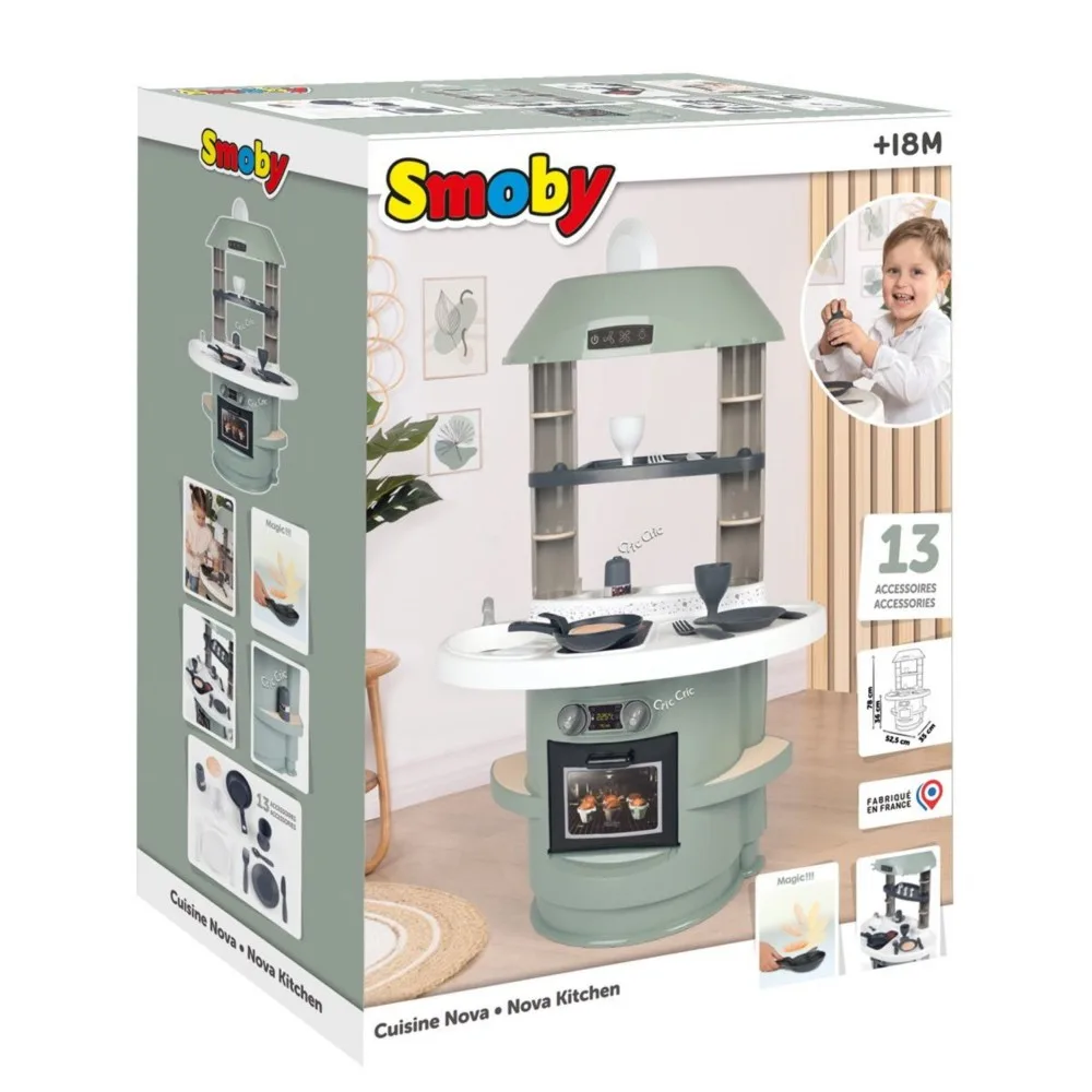 Детская кухня Smoby Nova 312701 с электроникой и 13 аксессуарами для сюжетной игры от 18 месяцев