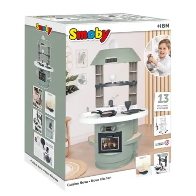 Детская кухня Smoby Nova 312701 с электроникой и 13 аксессуарами для сюжетной игры от 18 месяцев