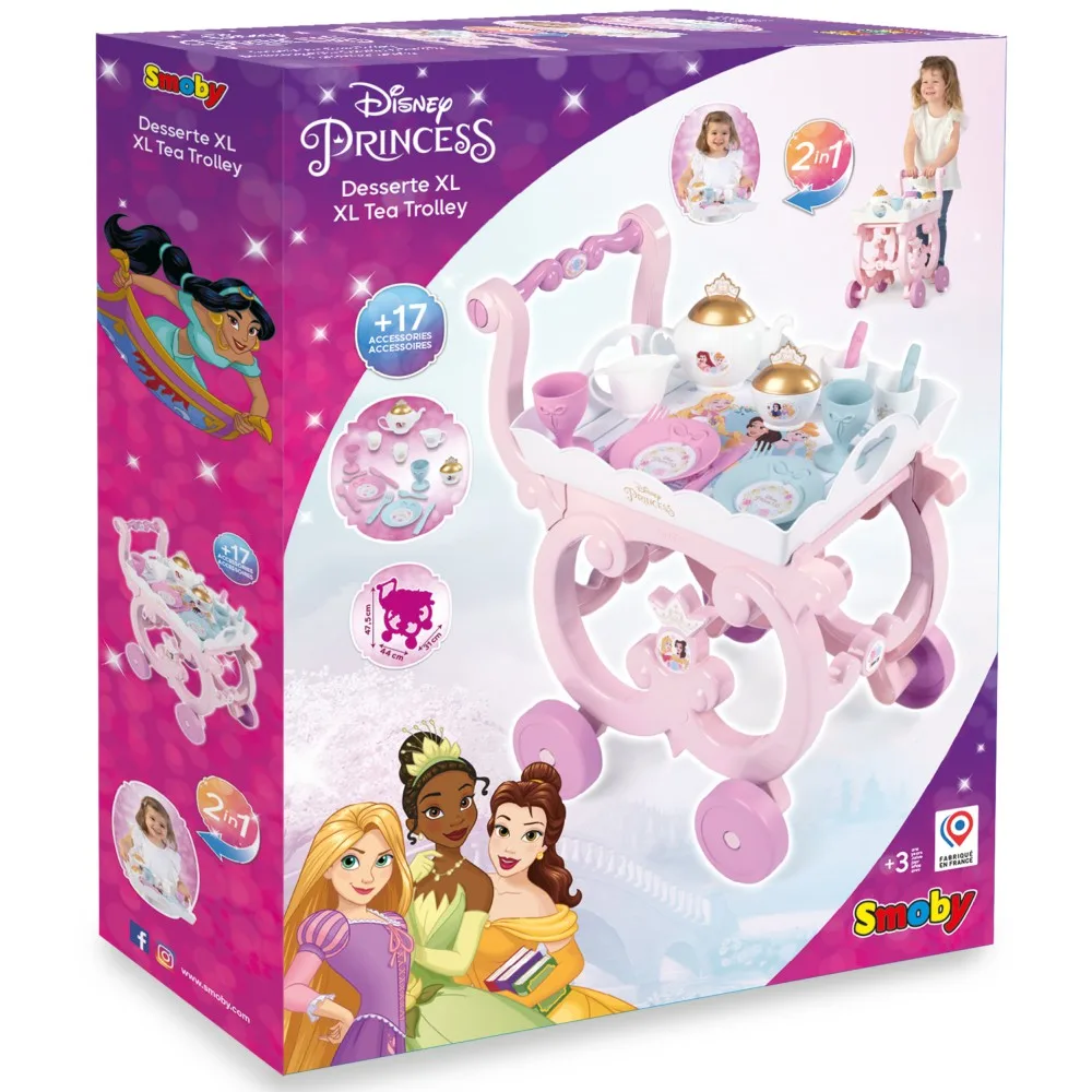 Набор Smoby Disney Princess 312502 тележка с посудой и 17 аксессуарами для сюжетной игры от 3 лет