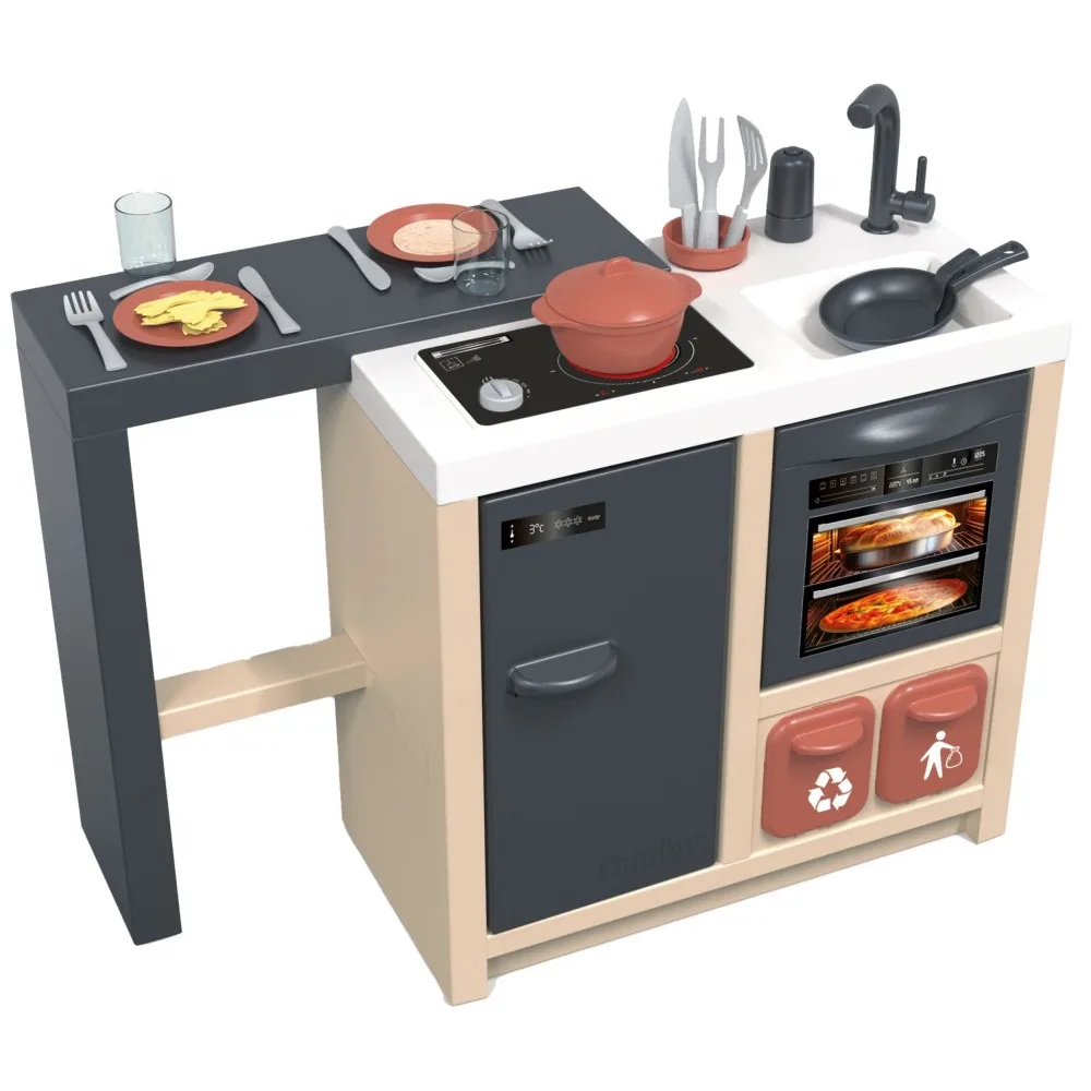 Детская кухня-остров Smoby 312601 с духовкой раковиной холодильником и 23 аксессуарами от 3 лет