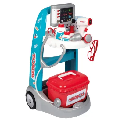 Детская электронная медицинская тележка Smoby 340207 с 16 аксессуарами от 3 лет