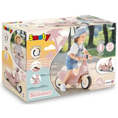 Детская каталка-скутер Smoby 721008 розовая двухколёсная для малышей от 18 месяцев