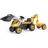 Детский педальный трактор Smoby Builder MAX 710304 с ковшом экскаватором и прицепом жёлтый от 3 лет — фото 2