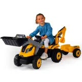Детский педальный трактор Smoby Builder MAX 710304 с ковшом экскаватором и прицепом жёлтый от 3 лет — фото 5