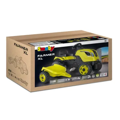 Детский педальный трактор Smoby Farmer XL 710130 с прицепом зелёный от 3 лет