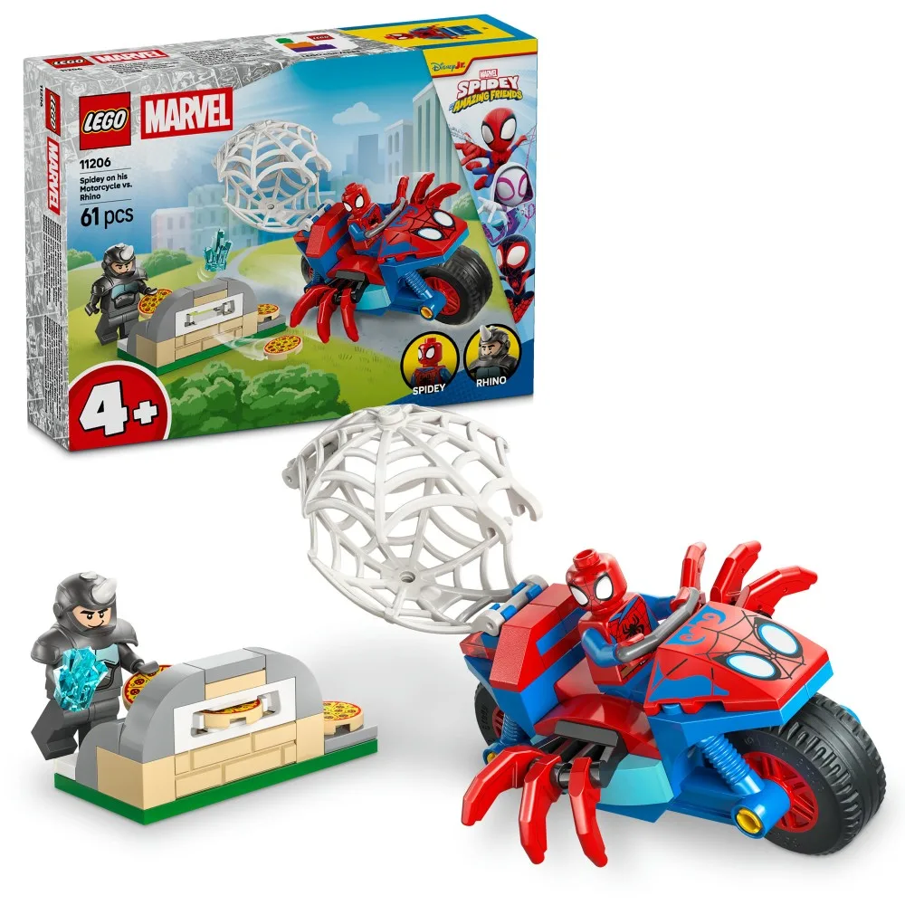 Конструктор LEGO Marvel Spidey 11206 Человек-паук на мотоцикле против Носорога