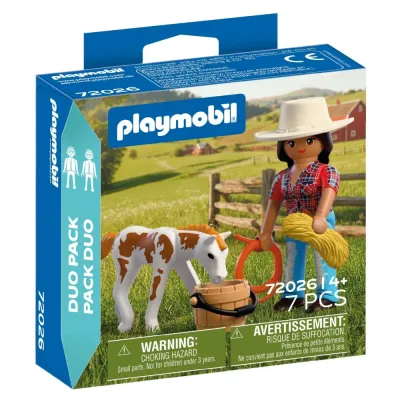 Игровой набор Playmobil 72026 «Ковбойка с жеребёнком» набор из 2 фигурок 72026