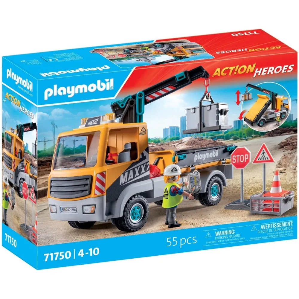 Playmobil Action Heroes 71750 Строительный грузовик с краном 55 деталей