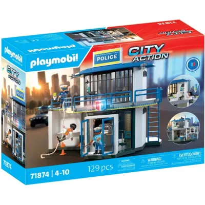 Игровой набор Playmobil 71874 Полицейский участок с комнатой для допросов 71874 129 деталей