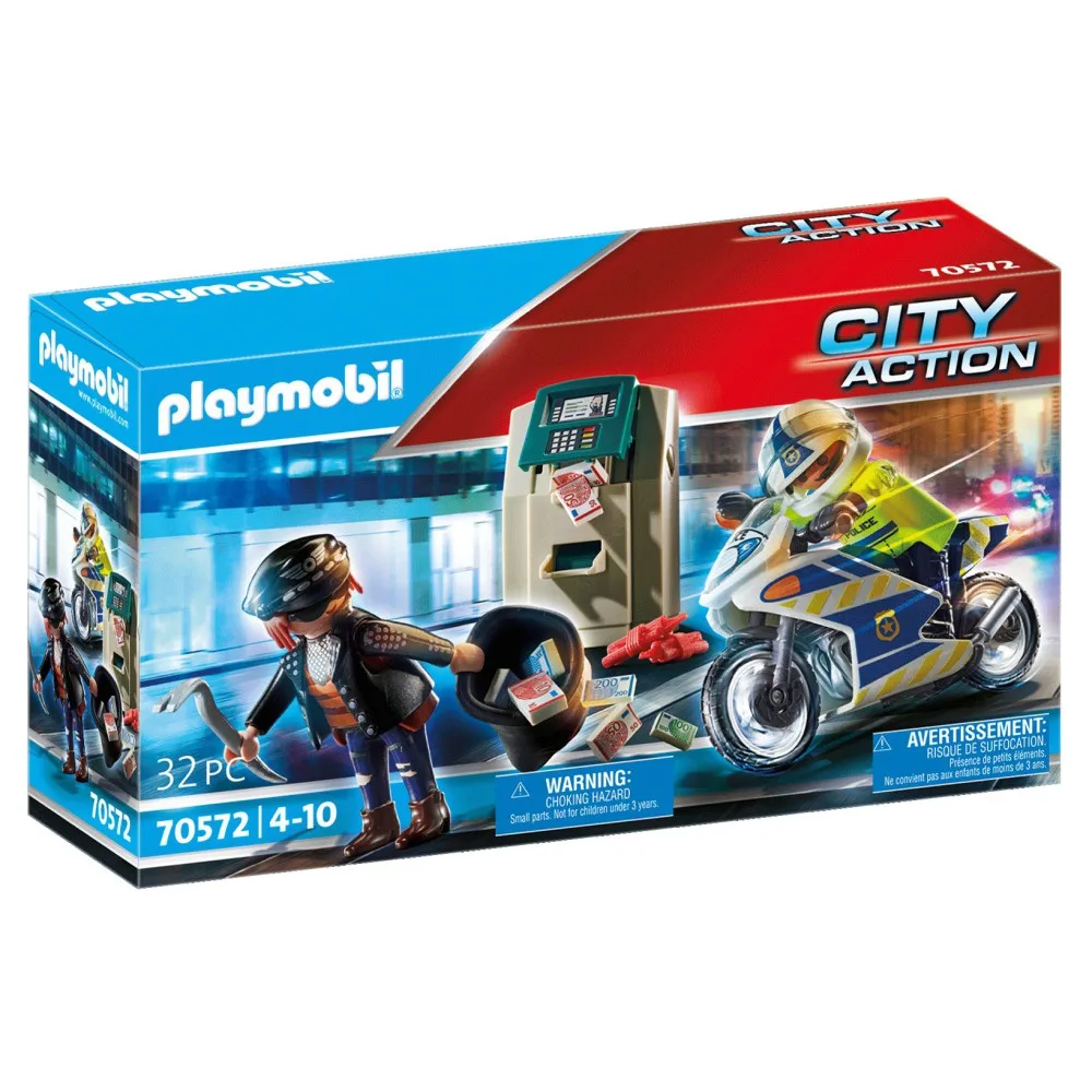 Игровой набор Playmobil 70572 Полицейский мотоцикл Погоня за преступником 70572 32 детали