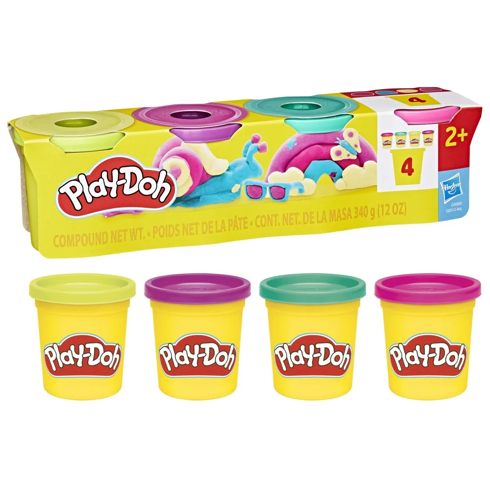 Hasbro G0512 G0689 — Набор с пластилином Play-Doh Яркие цвета набор из 4 тюбиков G0689
