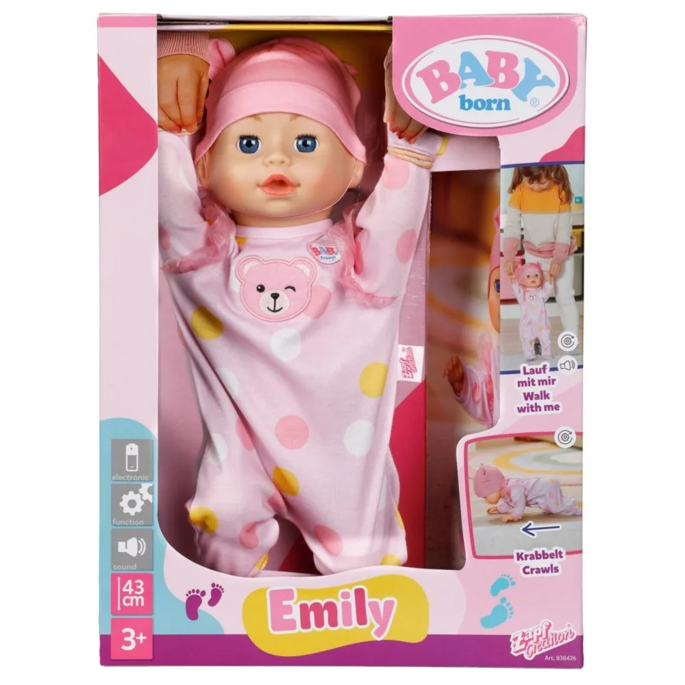 Zapf Creation 838426 — Кукла BABY born интерактивная Эмили Walk with me 43 см