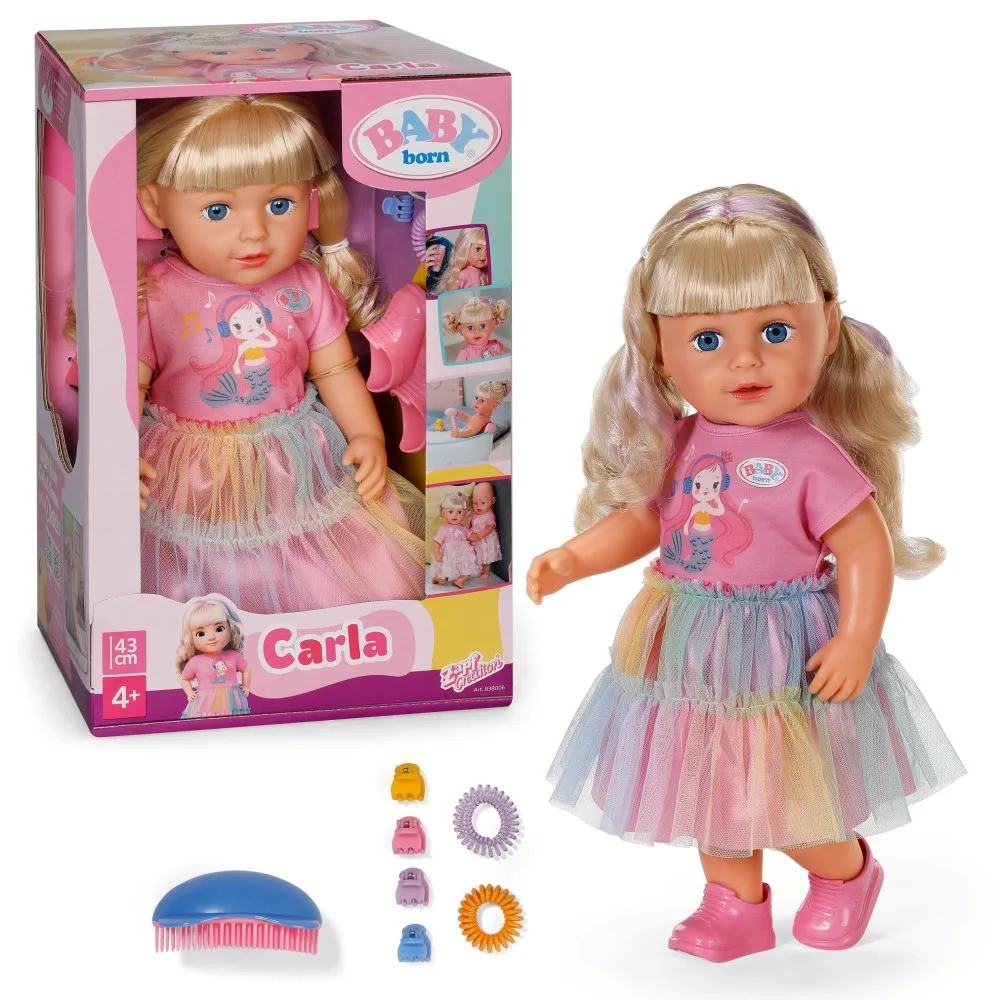 Zapf Creation 838006 — Кукла BABY born Карла 43 см с аксессуарами для волос