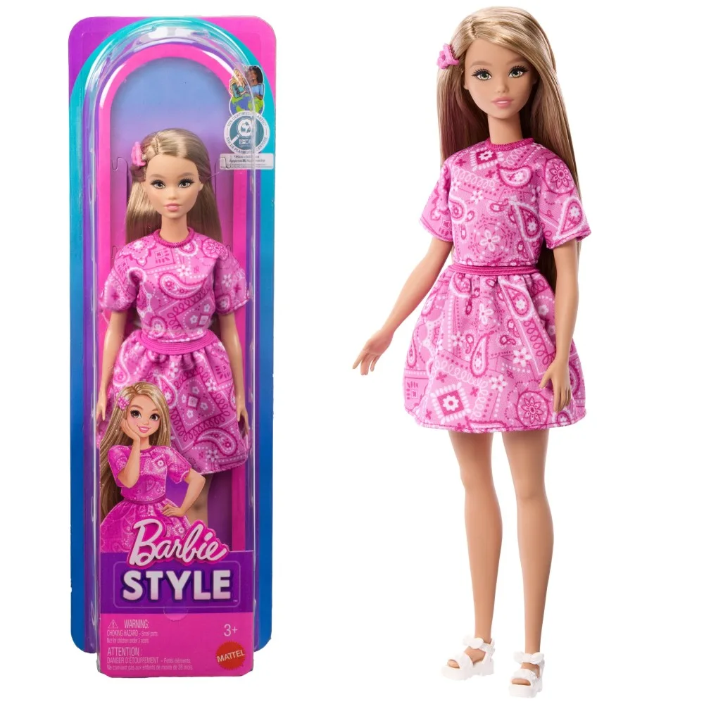 Mattel JJN62 — Модная кукла Barbie Style №249 в розовом наряде с узором пейсли JJN62