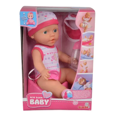 Кукла-пупс Simba New Born Baby 5037800 01 30 см с аксессуарами тёмно-розовый 5037800