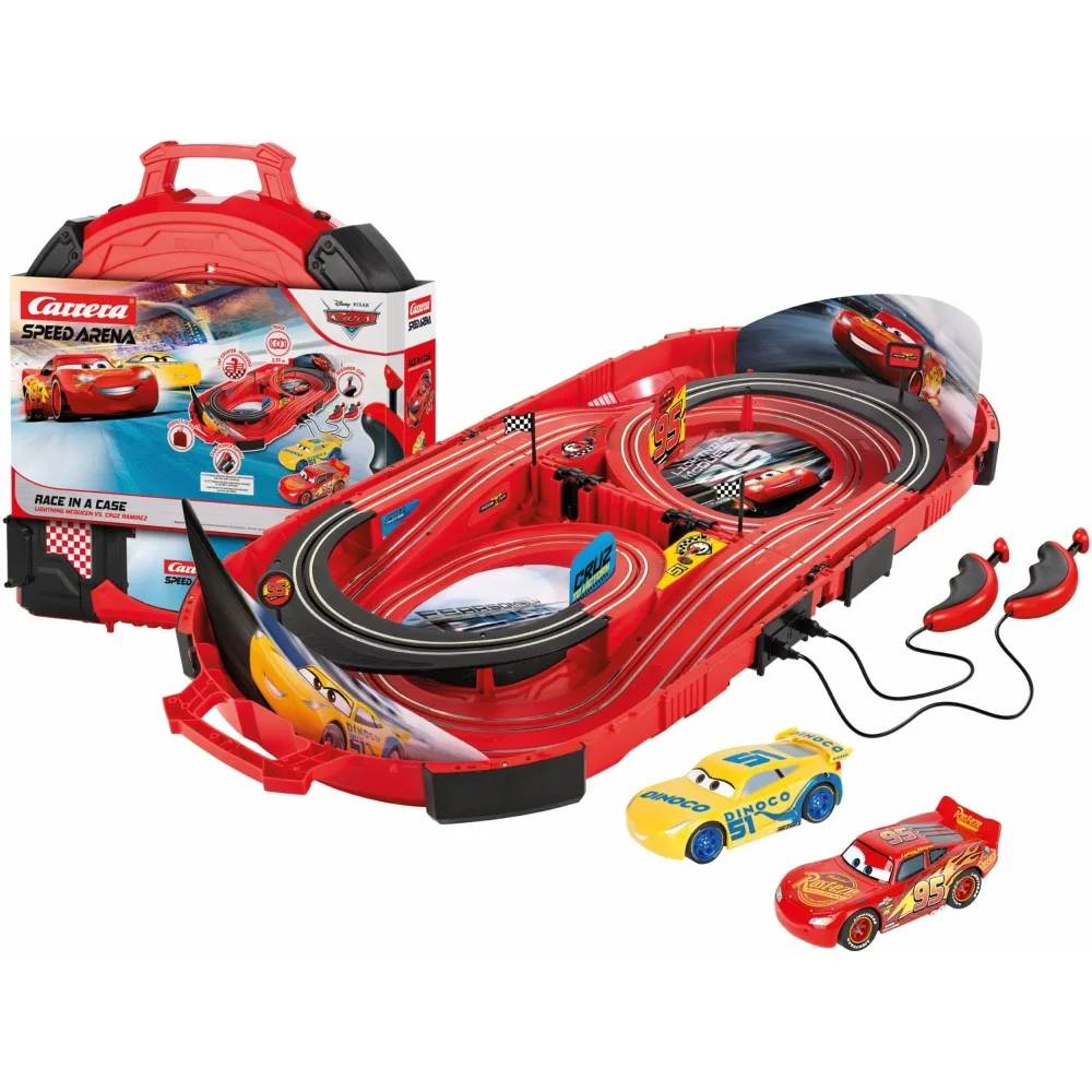 Гоночный трек Carrera Speed Arena Disney Pixar 16002 Тачки в чемодане 2.7 м с 2 машинками 16002