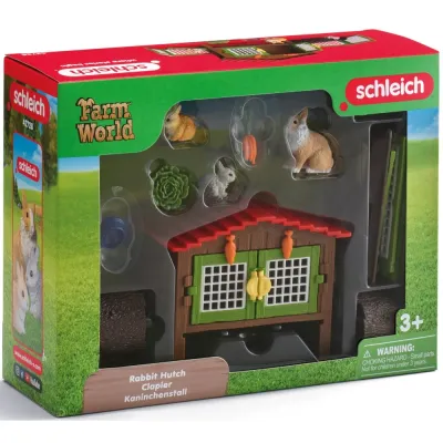 Schleich S 42728 — Клетка для кроликов с семьёй кроликов породы Львиная голова