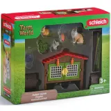 Schleich S 42728 — Клетка для кроликов с семьёй кроликов породы Львиная голова — фото 1