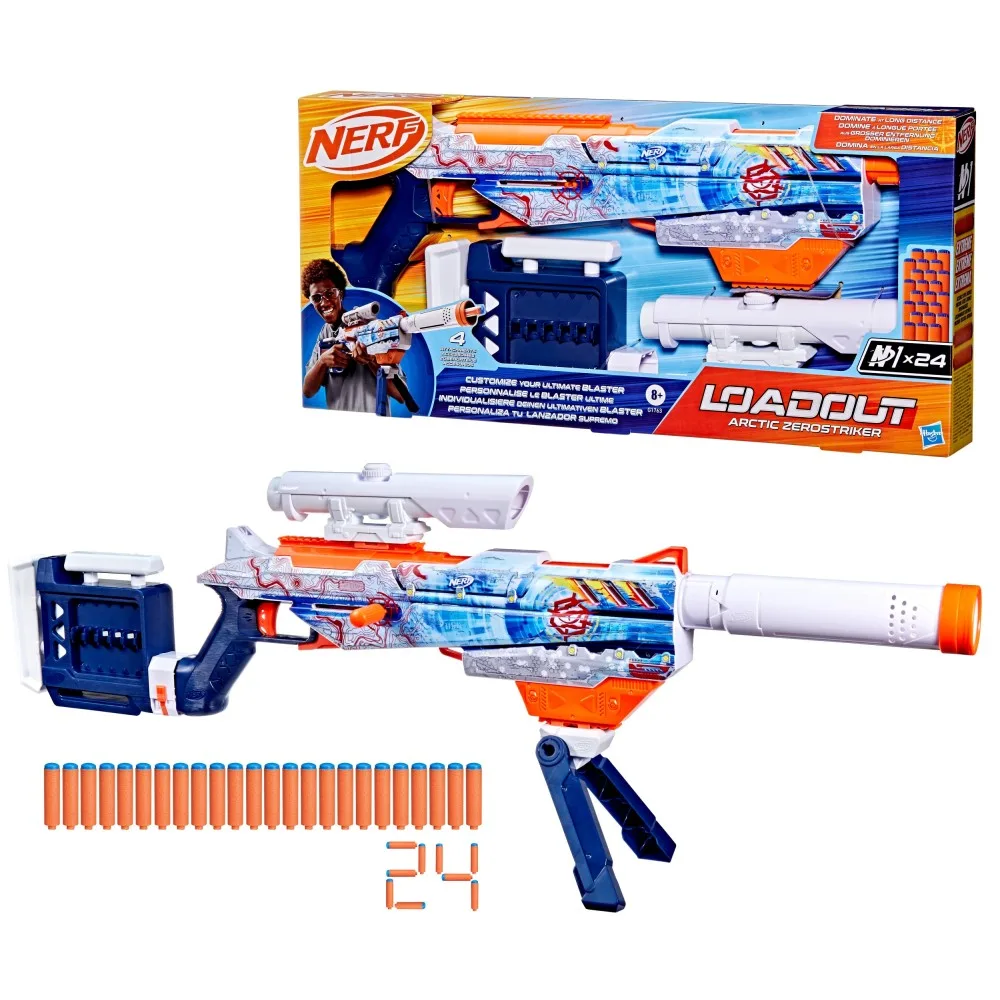 Hasbro G1763 — Бластер Nerf Loadout «Arctic Zerostriker» с 24 стрелами G1763