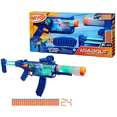 Hasbro G1824 — Бластер Nerf Loadout «Cyberlight Ghost» с 24 стрелами G1824