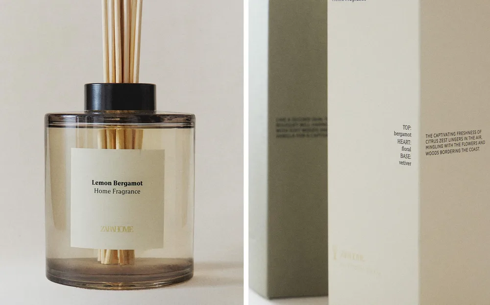 Zara Home Аромадиффузор Lemon Bergamot 500 мл, тростниковые палочки микадо, аромат свежий цитрусовый, Горчичный