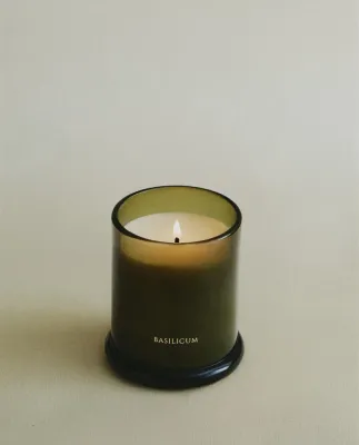 Zara Home Свеча ароматическая Basilicum 150 г, растительный воск, аромат свежий цитрусовый, Горчичный