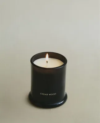 Zara Home Свеча ароматическая Cedar Wood 150 г, растительный воск, аромат древесный, Коричневый