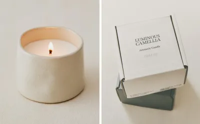 Zara Home Свеча ароматическая Luminous Camellia 150 г, растительный воск, аромат цветочный, Розовый