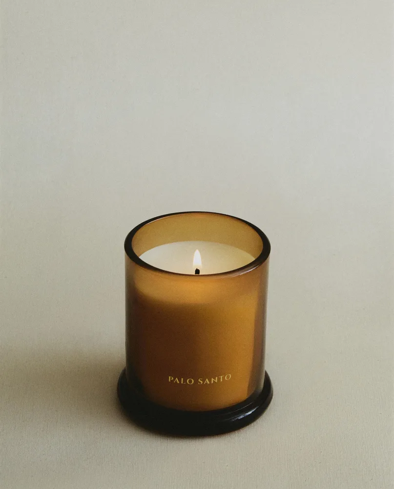 Zara Home Свеча ароматическая Palo Santo 150 г, растительный воск, аромат восточный древесный, Коричневый