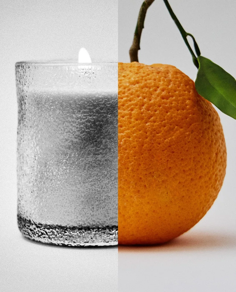 Zara Home Свеча ароматическая Incense & Orange 155 г, растительный воск, аромат восточный древесный, Коричневый