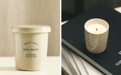 Zara Home Свеча ароматическая Rose Muguet 170 г, растительный воск, аромат цветочный, Розовый