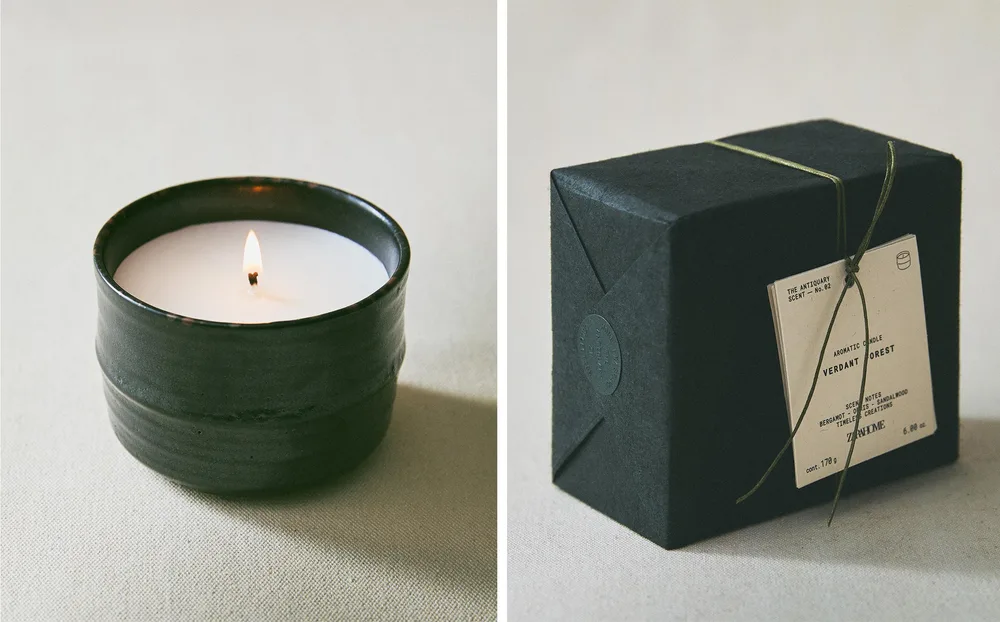 Zara Home Свеча ароматическая Verdant Forest 170 г, растительный воск, аромат древесный, Коричневый