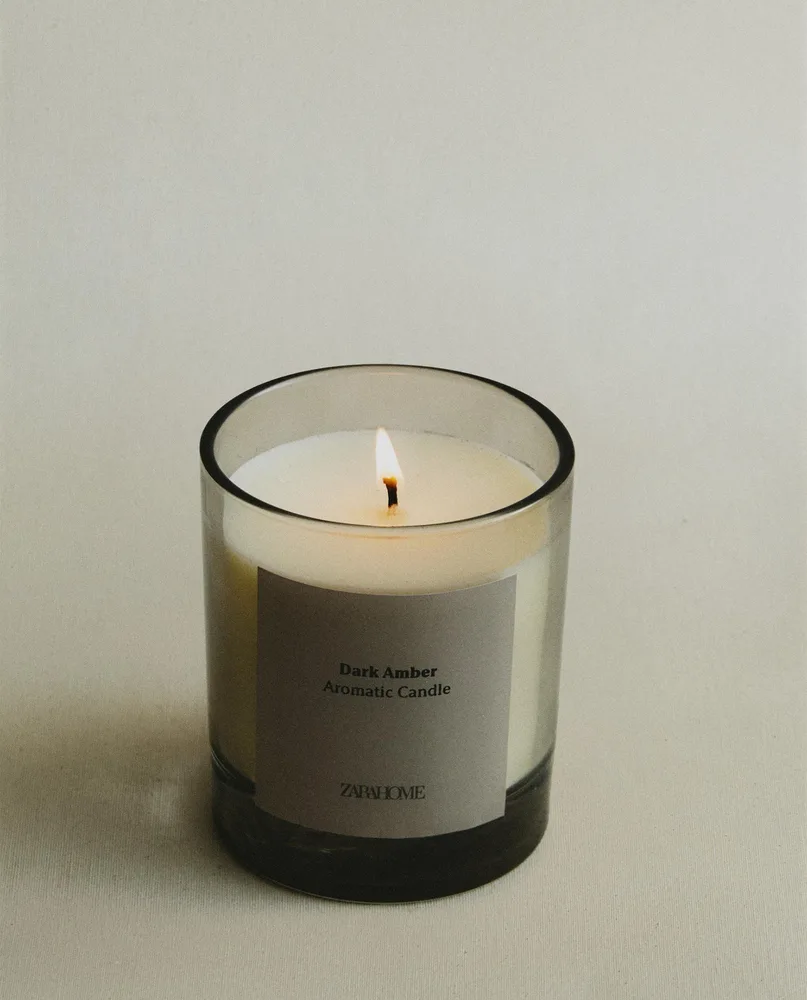 Zara Home Свеча ароматическая Dark Amber 200 г, растительный воск, аромат восточный древесный, Коричневый