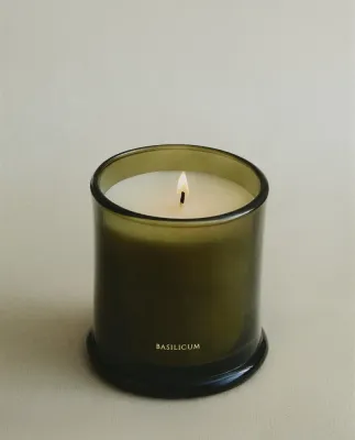 Zara Home Свеча ароматическая Basilicum 350 г, растительный воск, аромат свежий цитрусовый, Горчичный