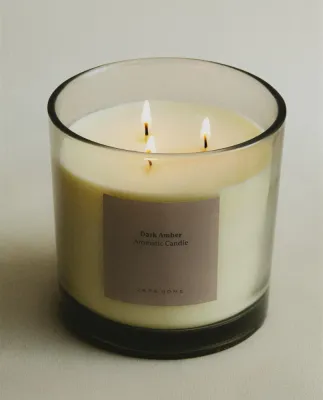 Zara Home Свеча ароматическая Dark Amber 620 г, растительный воск, аромат восточный древесный, Коричневый