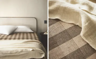 Пододеяльник Zara Home, лён 100%, в клетку, 6195/088