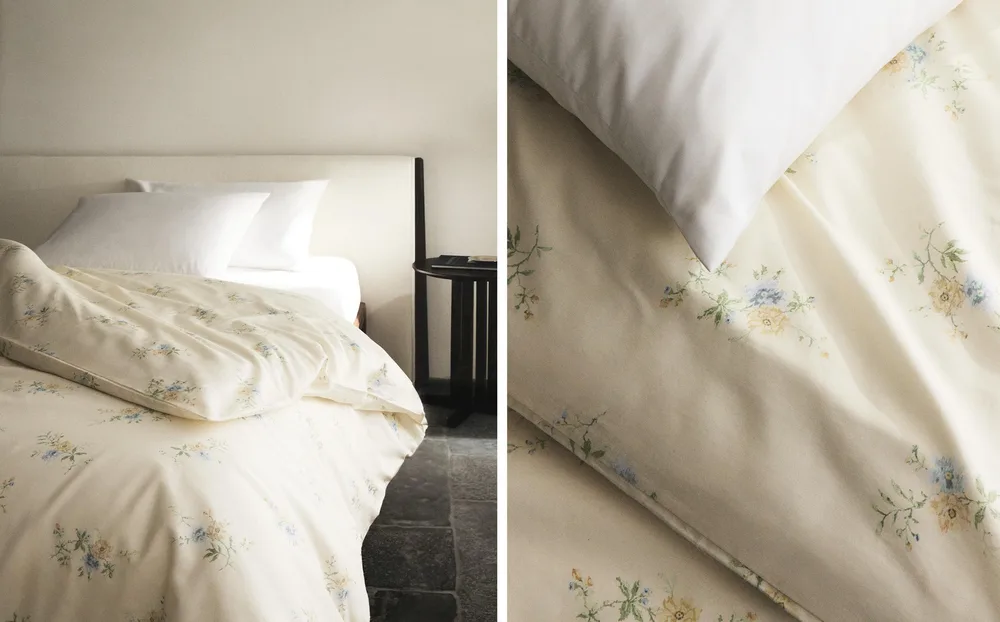 Пододеяльник Zara Home сатин, хлопок 100%, с цветочным принтом, 7111/088