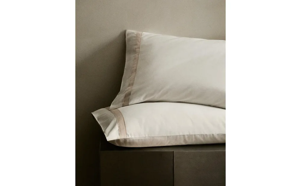Наволочка Zara Home сатин, хлопок 100%, однотонный, 6117/091