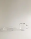 Zara Home чайная пара из боросиликатного стекла, цвет серебристый, 15 см — фото 3