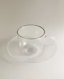 Zara Home чайная пара из боросиликатного стекла, цвет серебристый, 15 см — фото 6