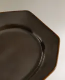 Zara Home блюдо сервировочное из каменной керамики, цвет коричневый, 19.4 см — фото 3