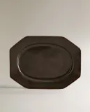 Zara Home блюдо сервировочное из каменной керамики, цвет коричневый, 19.4 см — фото 6