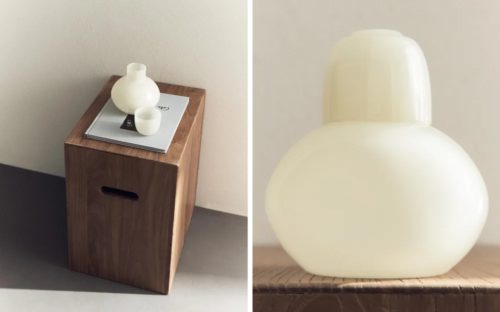 Zara Home кувшин из стекла, цвет кремовый, 15 см
