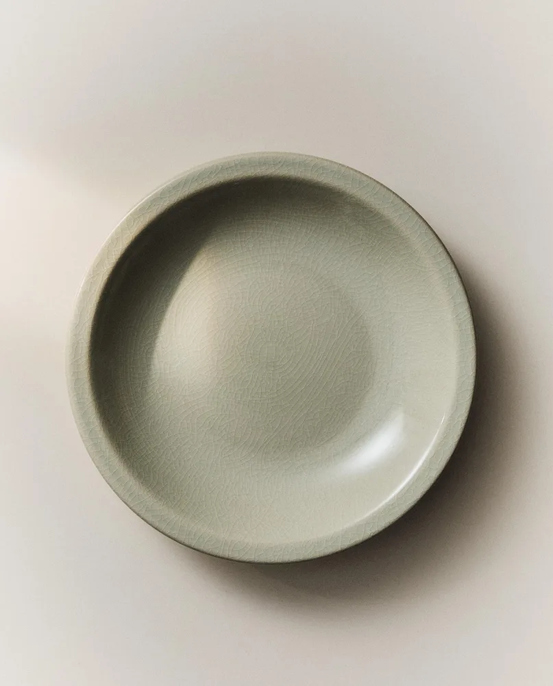 Zara Home тарелка глубокая из каменной керамики, цвет зелёный, 21.7 см